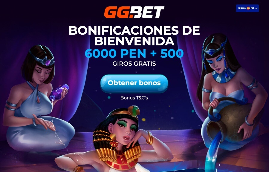 Bono de bienvenida de GG.Bet Perú con seis mil soles y quinientos giros gratis