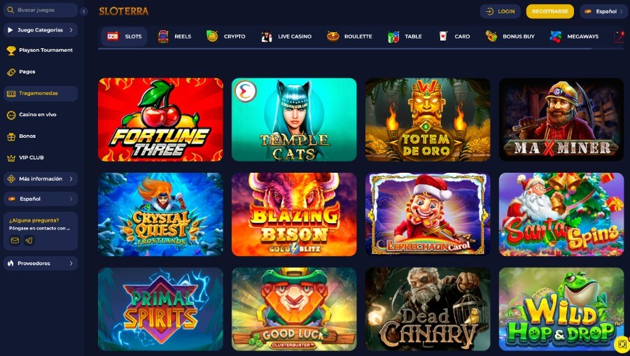 Tragamonedas disponibles en Sloterra Casino Perú